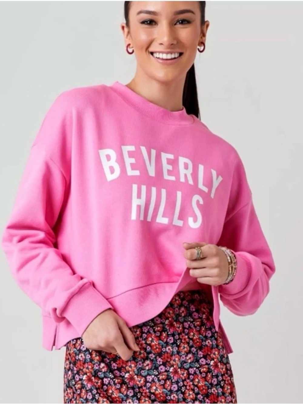 Francesca's Bright Pink Crewneck Sweatshirt